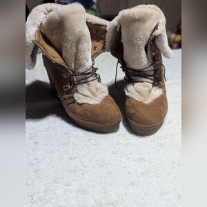 Unionbay Women’s Wedge Ankle Boots — Size 10 — Faux Fur Winter Shoes